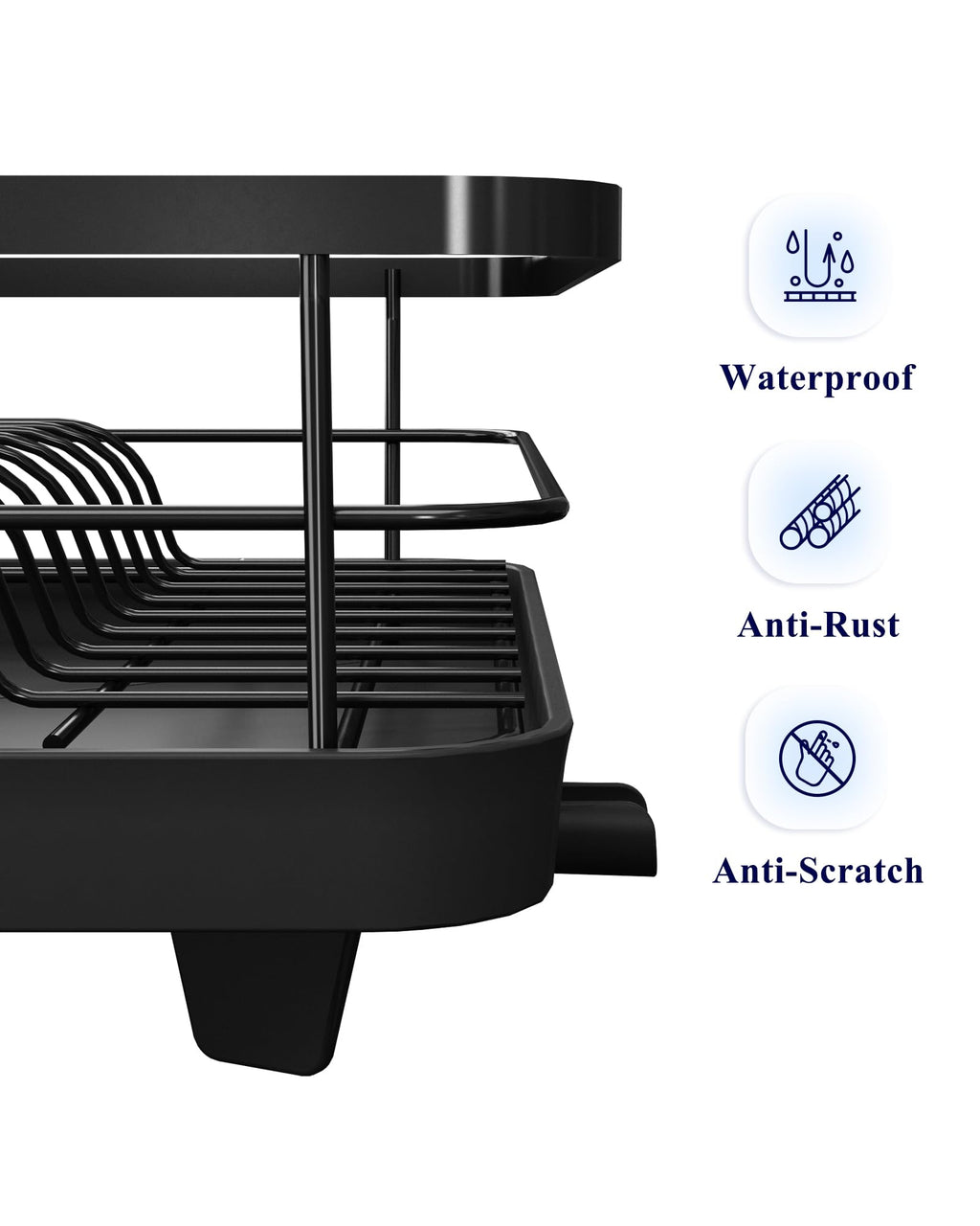 Compact Stainless Steel Dish Drying Rack with Drainboard