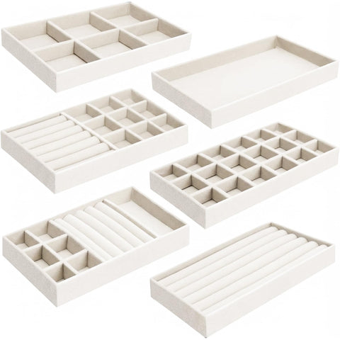 Stackable Velvet Jewellery Trays – Set of 6