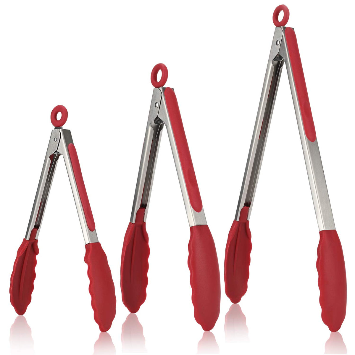 U-Taste Silicone Kitchen Tongs – Set of 3 (18/23/30 cm)