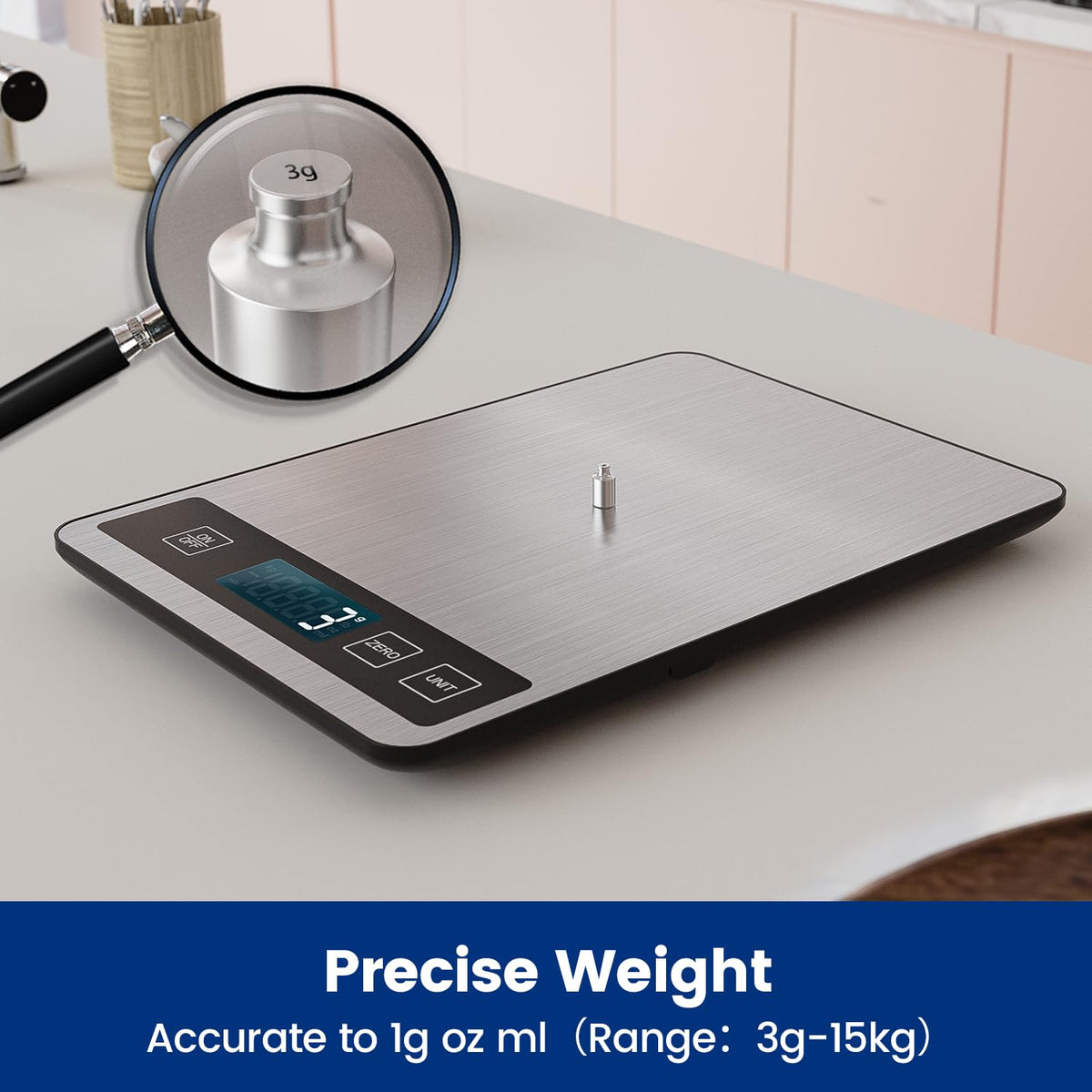 Rechargeable Digital Kitchen Scale – 15 kg / 1 g