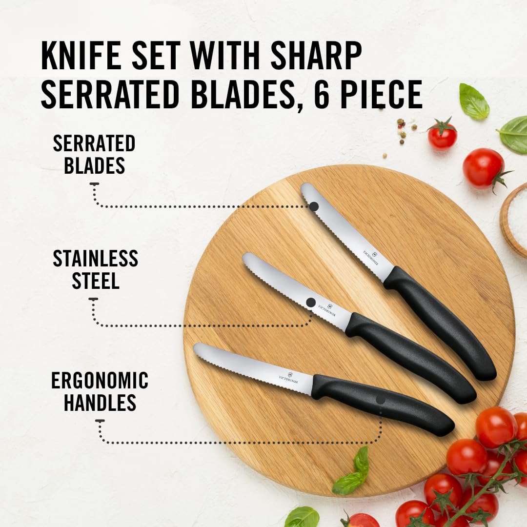 Victorinox Wavy Edge Steak & Tomato Knife Set – 6 Piece