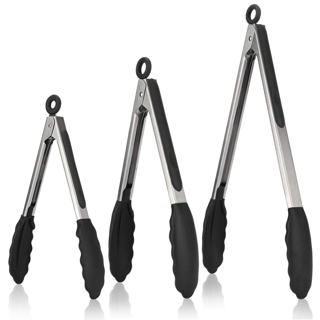 U-Taste Silicone Kitchen Tongs – Set of 3 (18/23/30 cm)