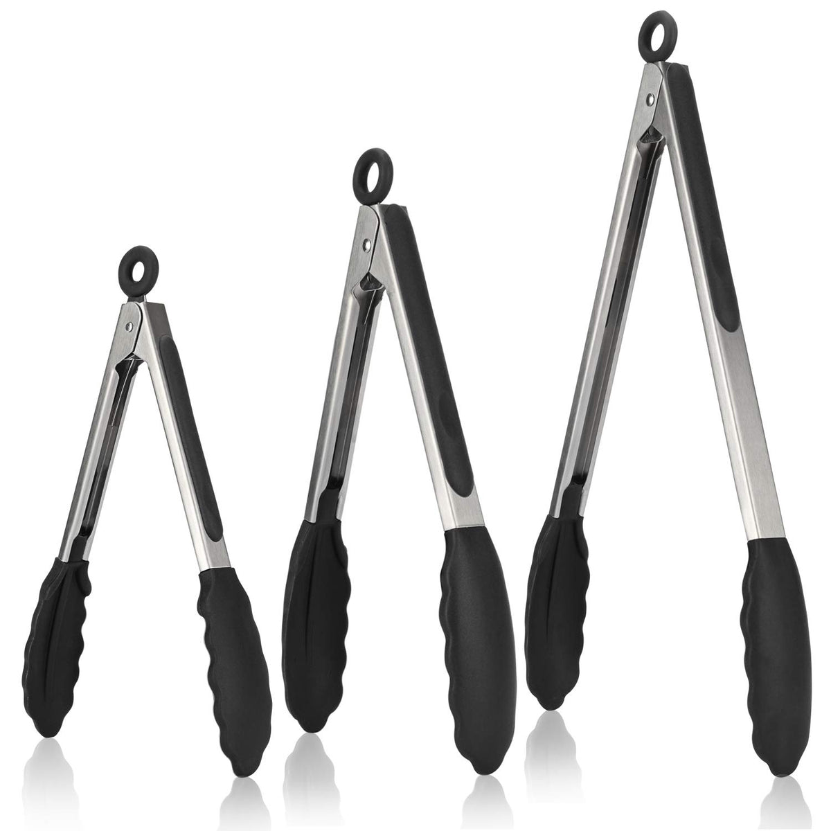 U-Taste Silicone Kitchen Tongs – Set of 3 (18/23/30 cm)