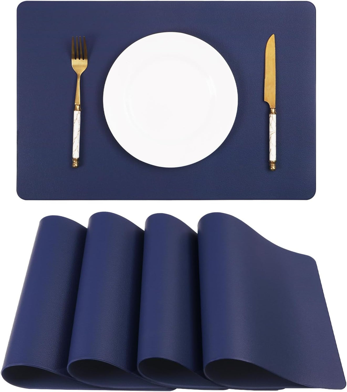 Black Faux Leather Placemats – Wipe-Clean Table Mats – view 12