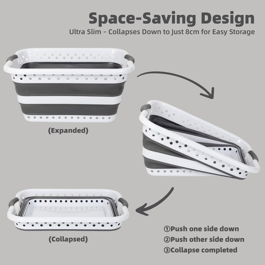 45L Collapsible Laundry Basket with Handles