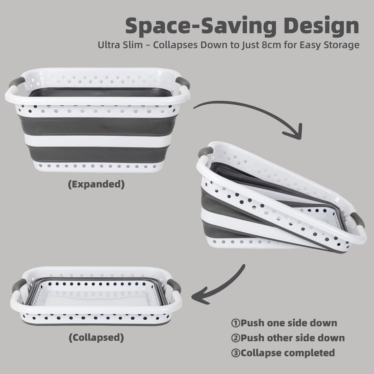45L Collapsible Laundry Basket with Handles