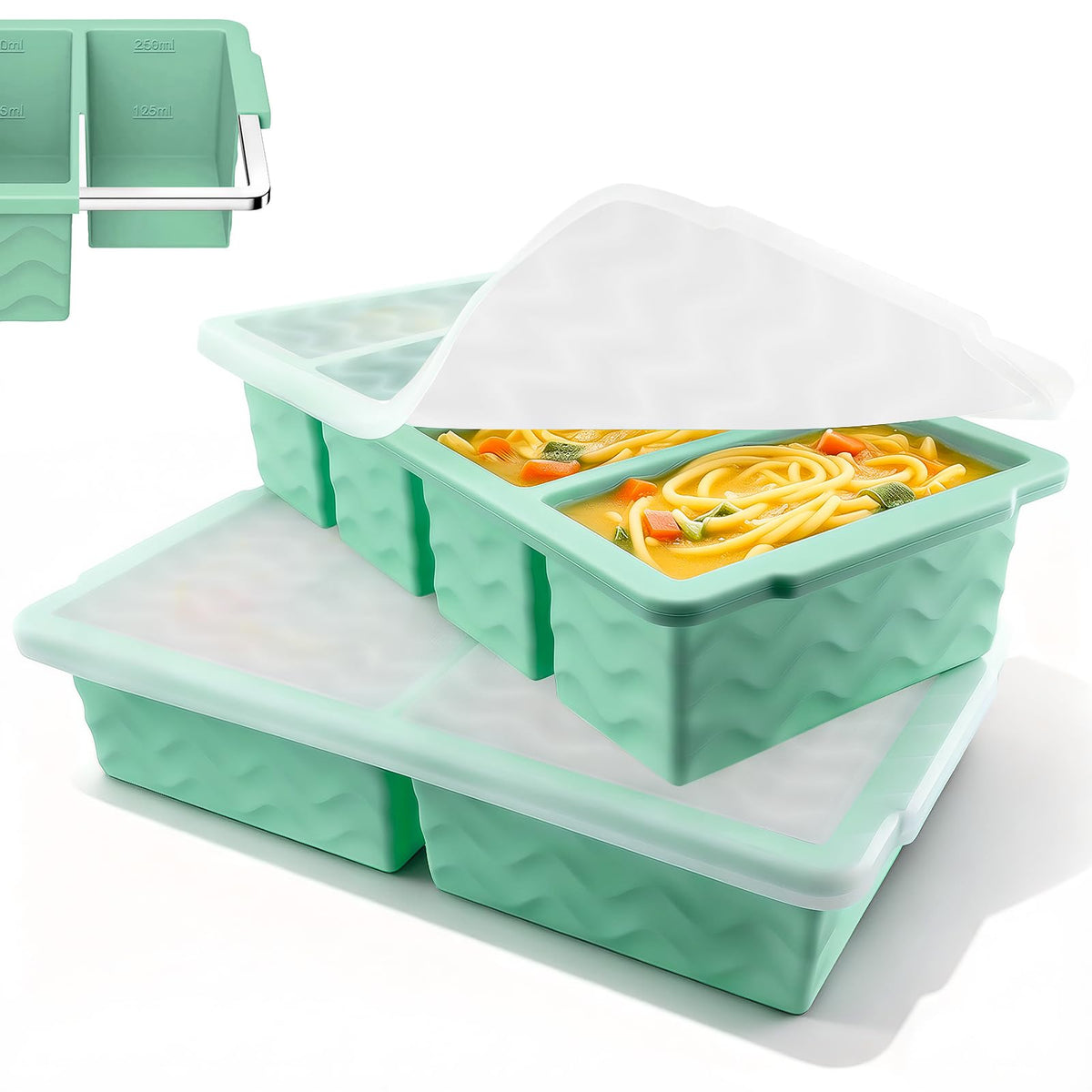 Silicone Freezer Trays with Lids – Soup & Meal Prep Portions