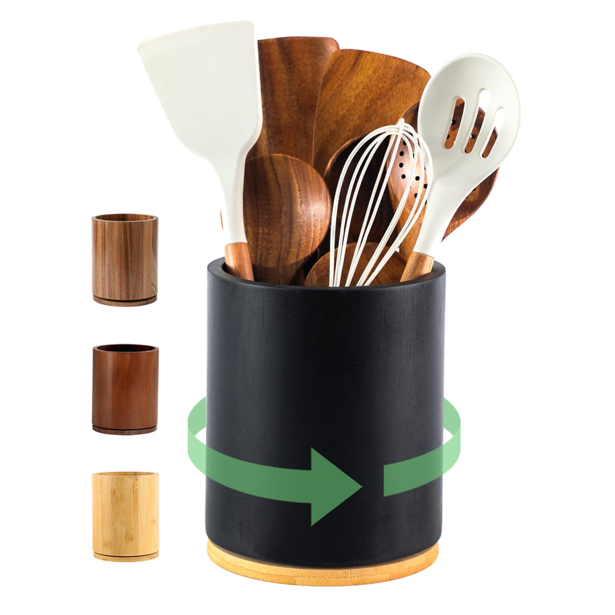 Acacia Wood Rotating Utensil Holder