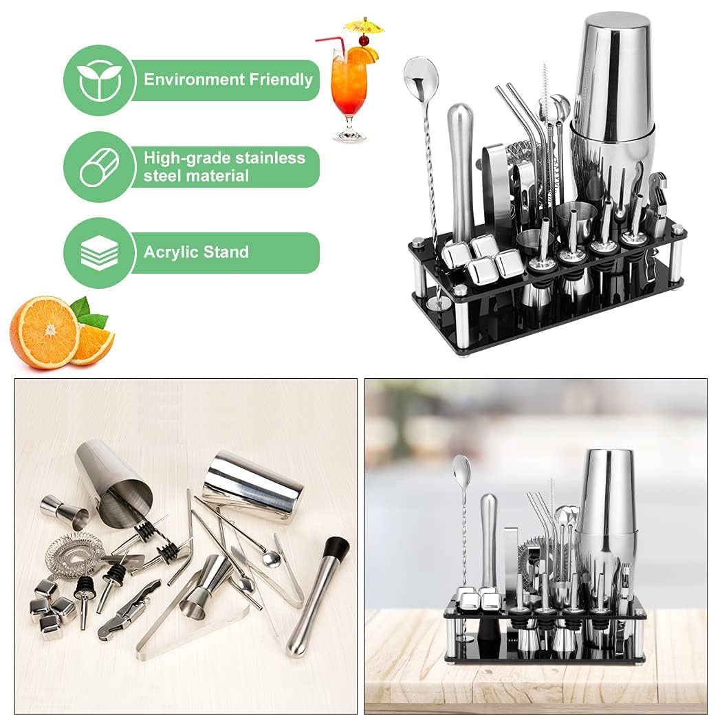 Cocktail Shaker Bar Set with Stand – 23 Piece