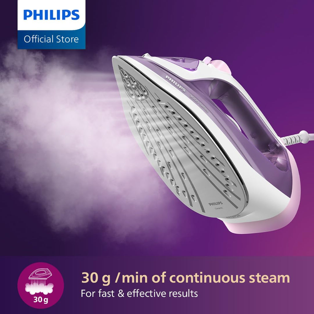 Philips 3000 Series Steam Iron – 2000 W, Ceramic Soleplate