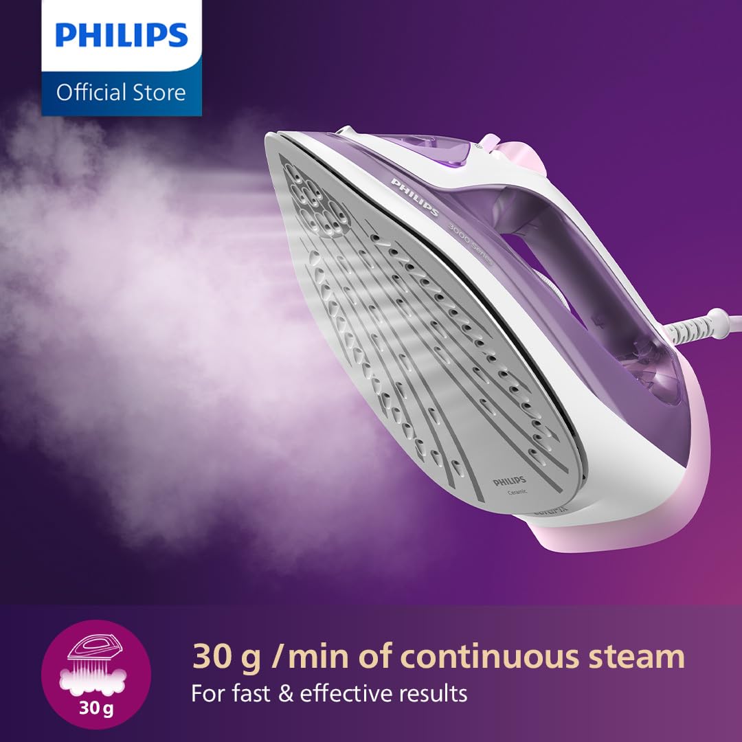 Philips 3000 Series Steam Iron – 2000 W, Ceramic Soleplate
