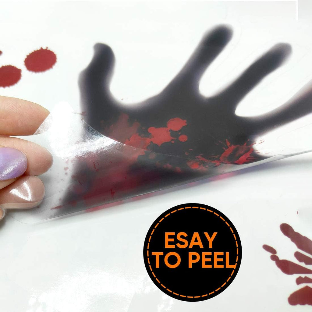 Bloody Handprint Window Clings – 119 Piece Halloween Set – view 3