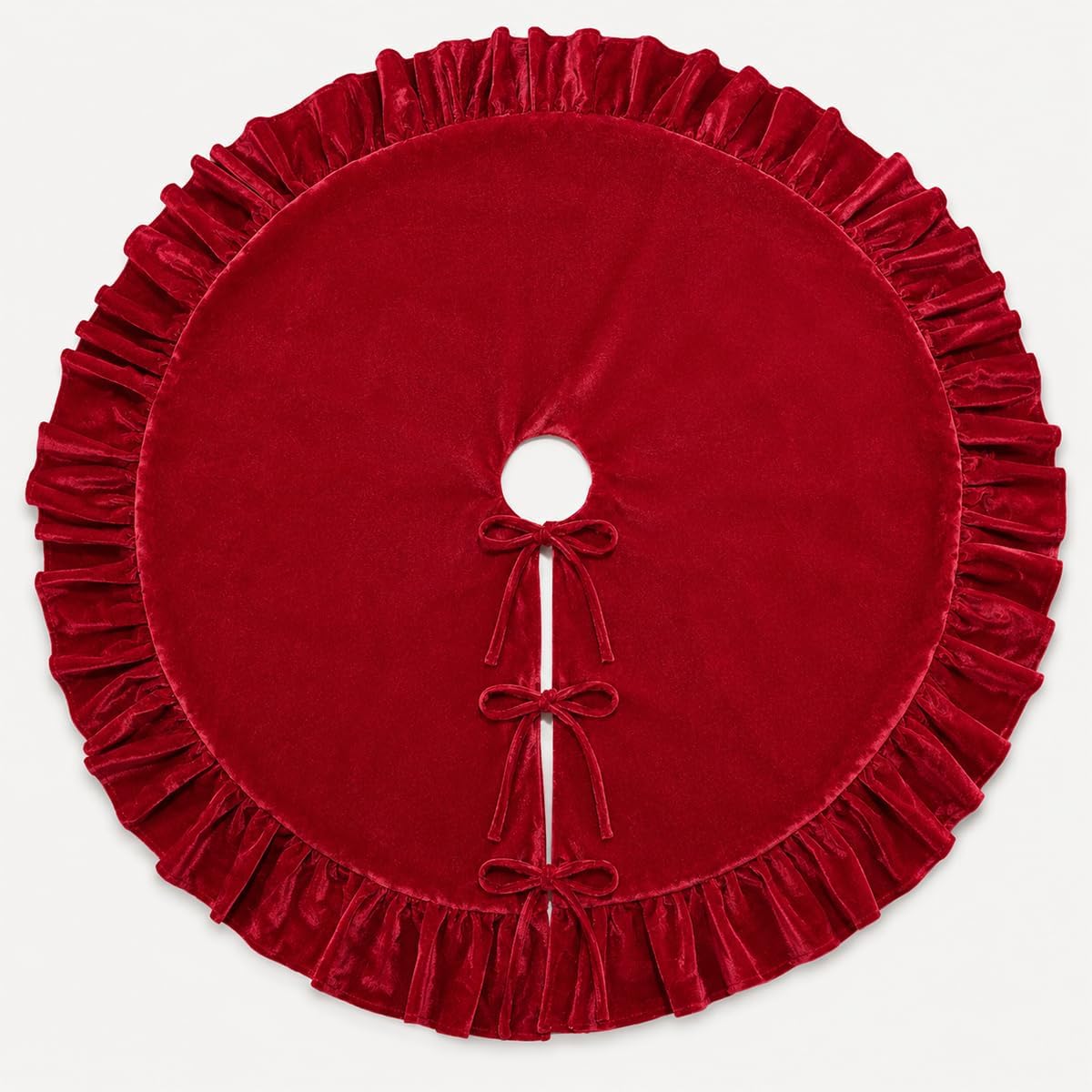 Velvet Christmas Tree Skirt with Ruffled Edge – view 9