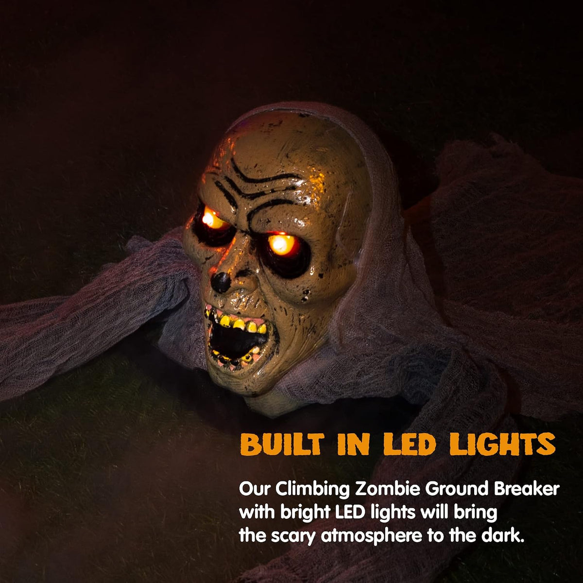 Light-Up Zombie Groundbreaker with Sound – Halloween Yard Prop – view 2