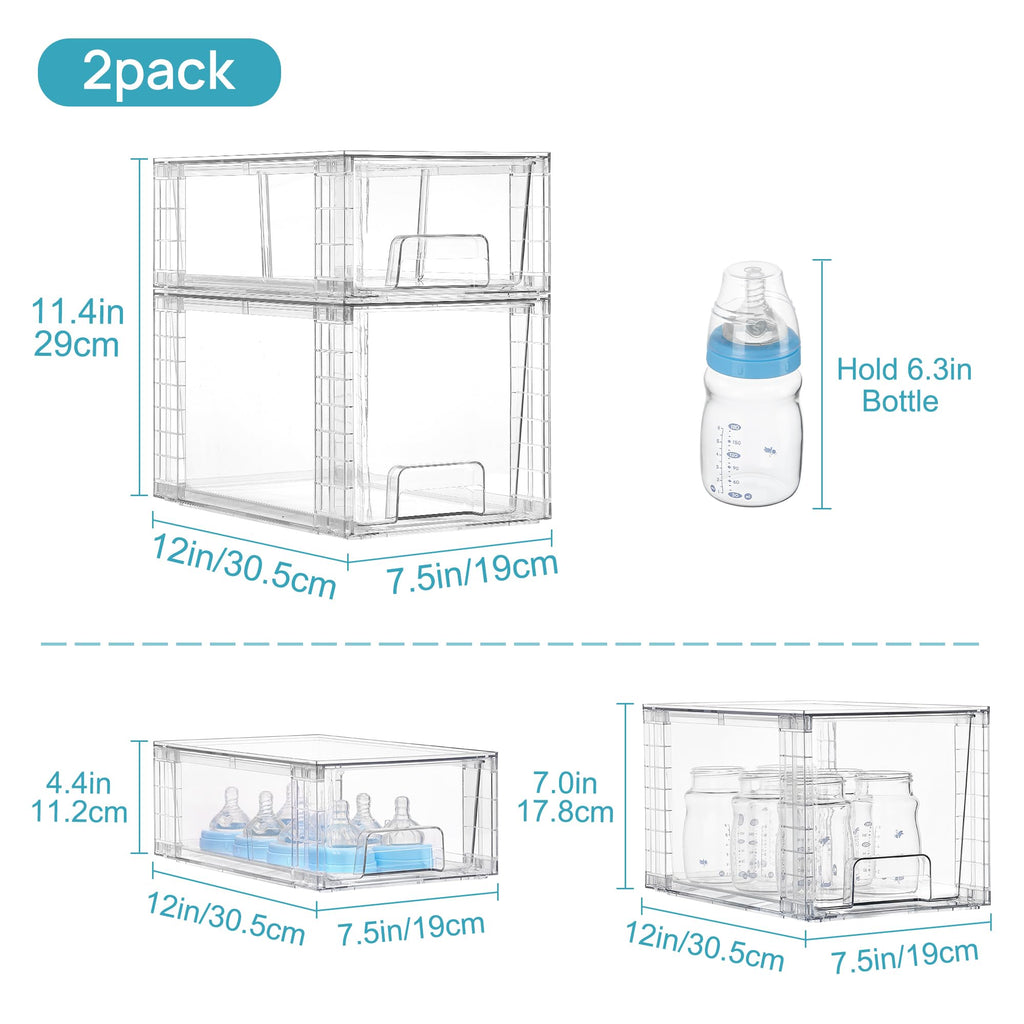 Clear Stackable Storage Drawers – 4 Pack
