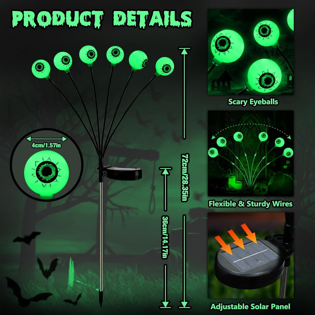 Solar Eyeball Pathway Lights – 2 Pack – view 5