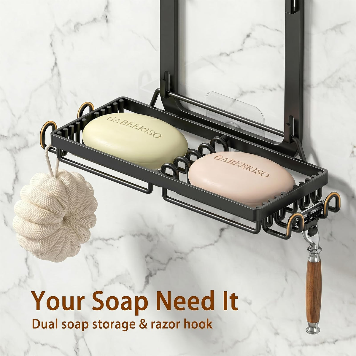 3-Tier Over-the-Door Shower Caddy – Rustproof, No Drilling