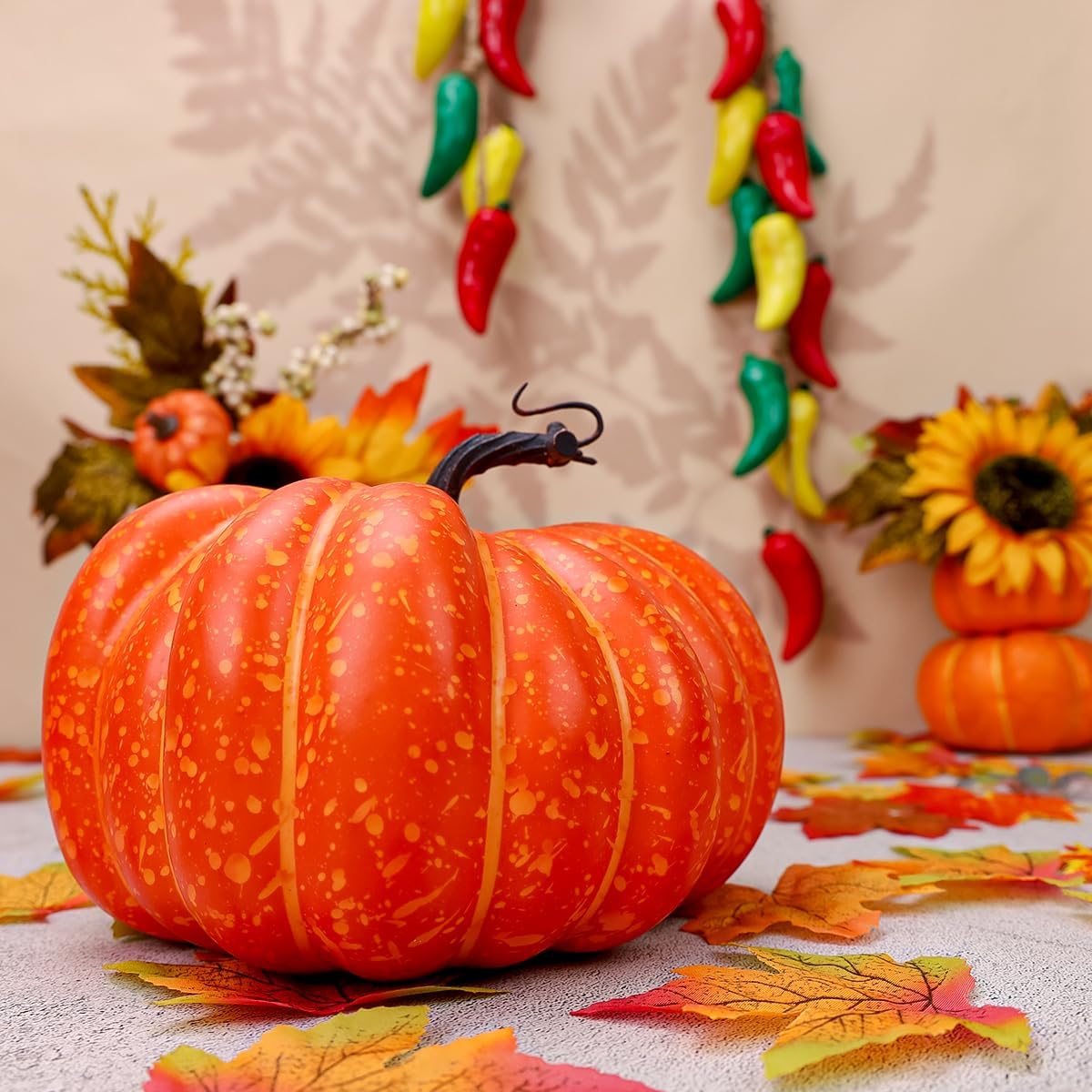 Artificial Flat Pumpkin – 20 cm Decorative Pumpkin – view 4