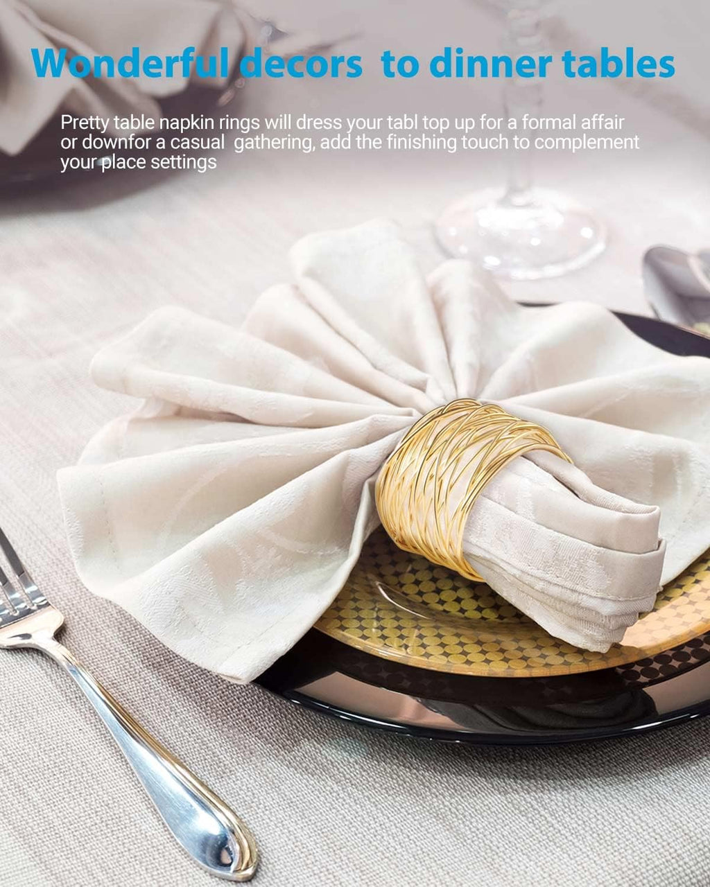 Gold Wire Napkin Rings – Set of 12 – view 4
