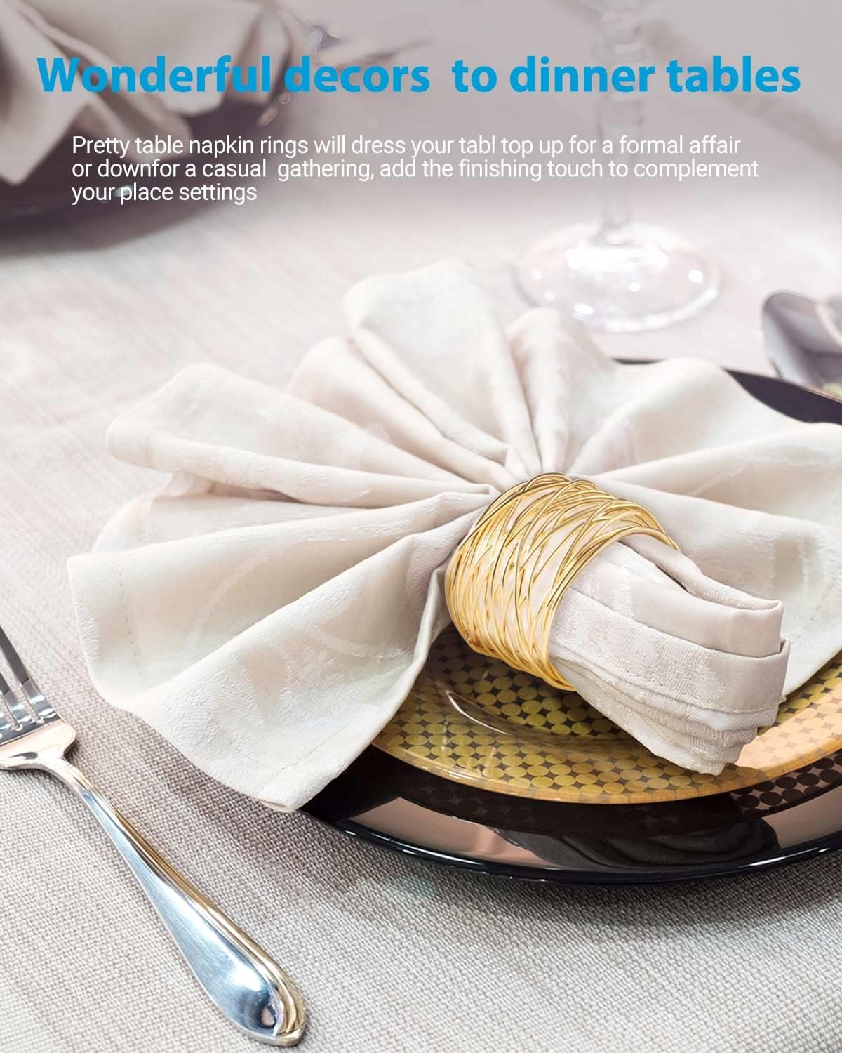 Gold Wire Napkin Rings – Set of 12 – view 4