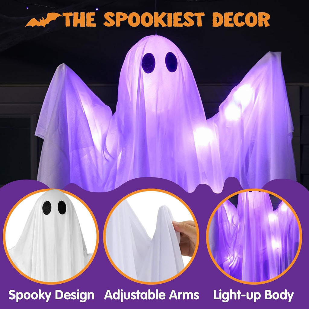 Light-Up Hanging Ghost – 120 cm Halloween Decoration – view 3