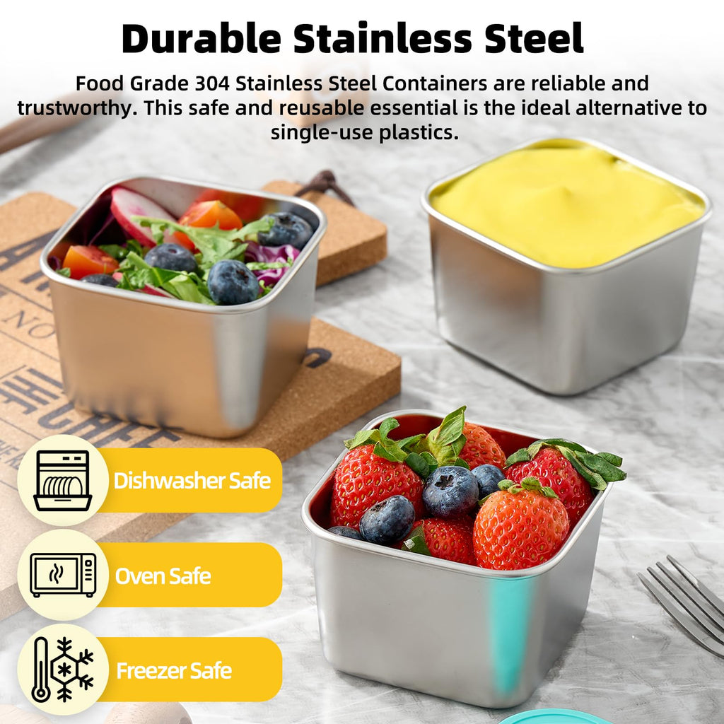 Stainless Steel Snack Containers with Silicone Lids