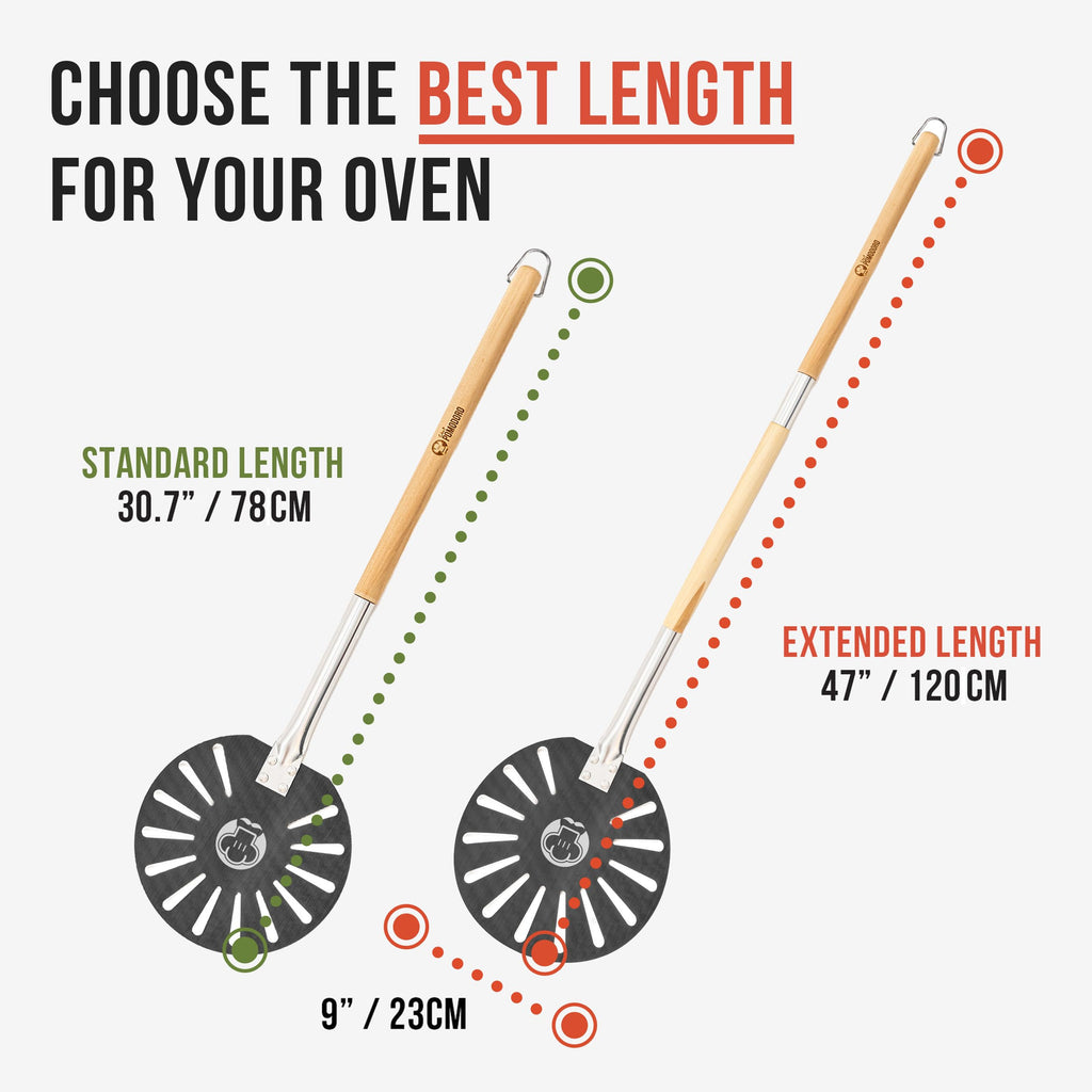 Perforated Pizza Turning Peel – Detachable Long Handle