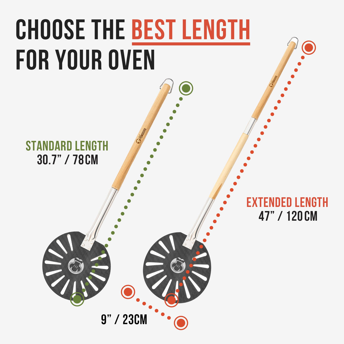 Perforated Pizza Turning Peel – Detachable Long Handle