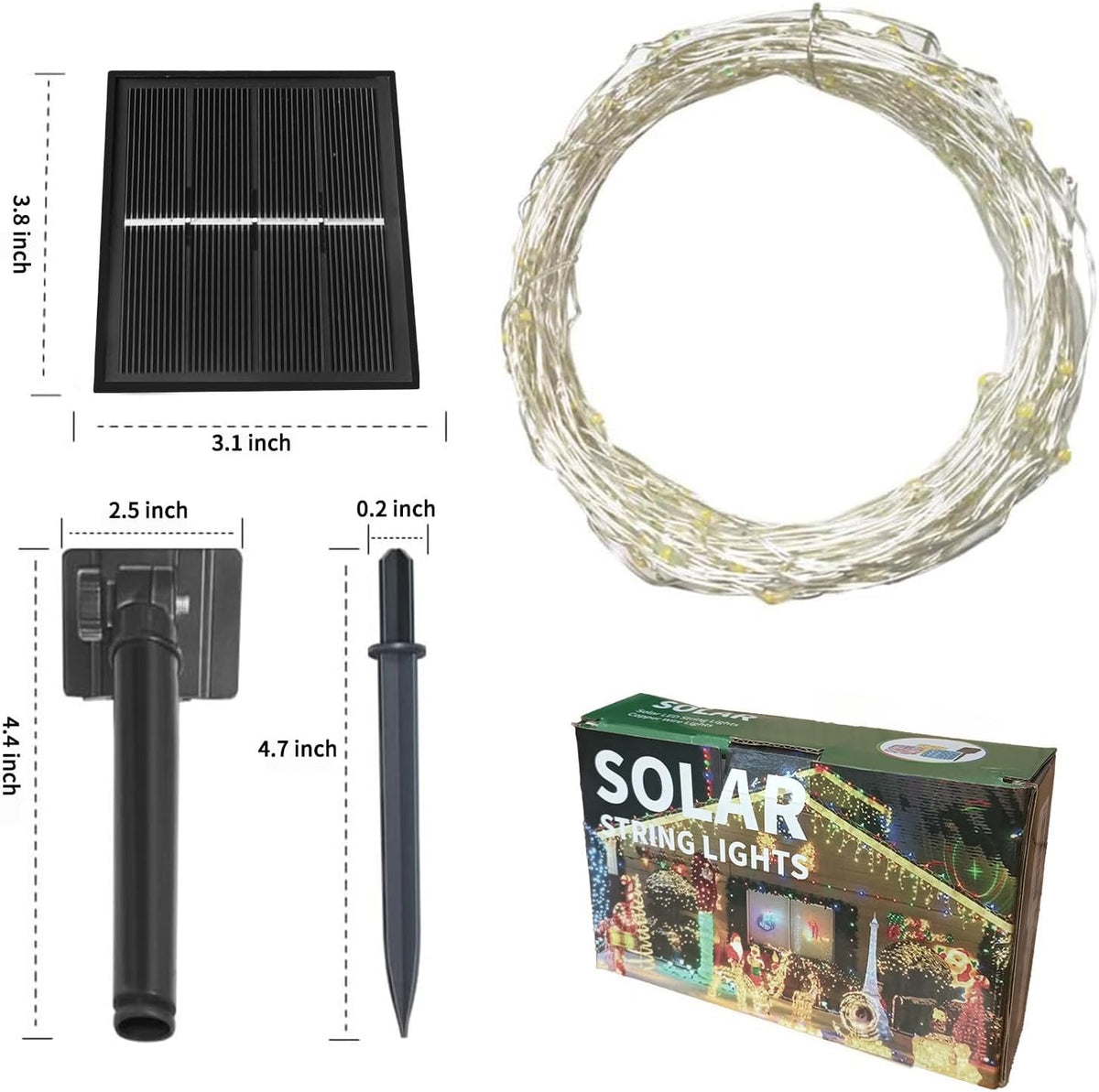 Solar Copper Wire Christmas Lights – 200 LED – view 6