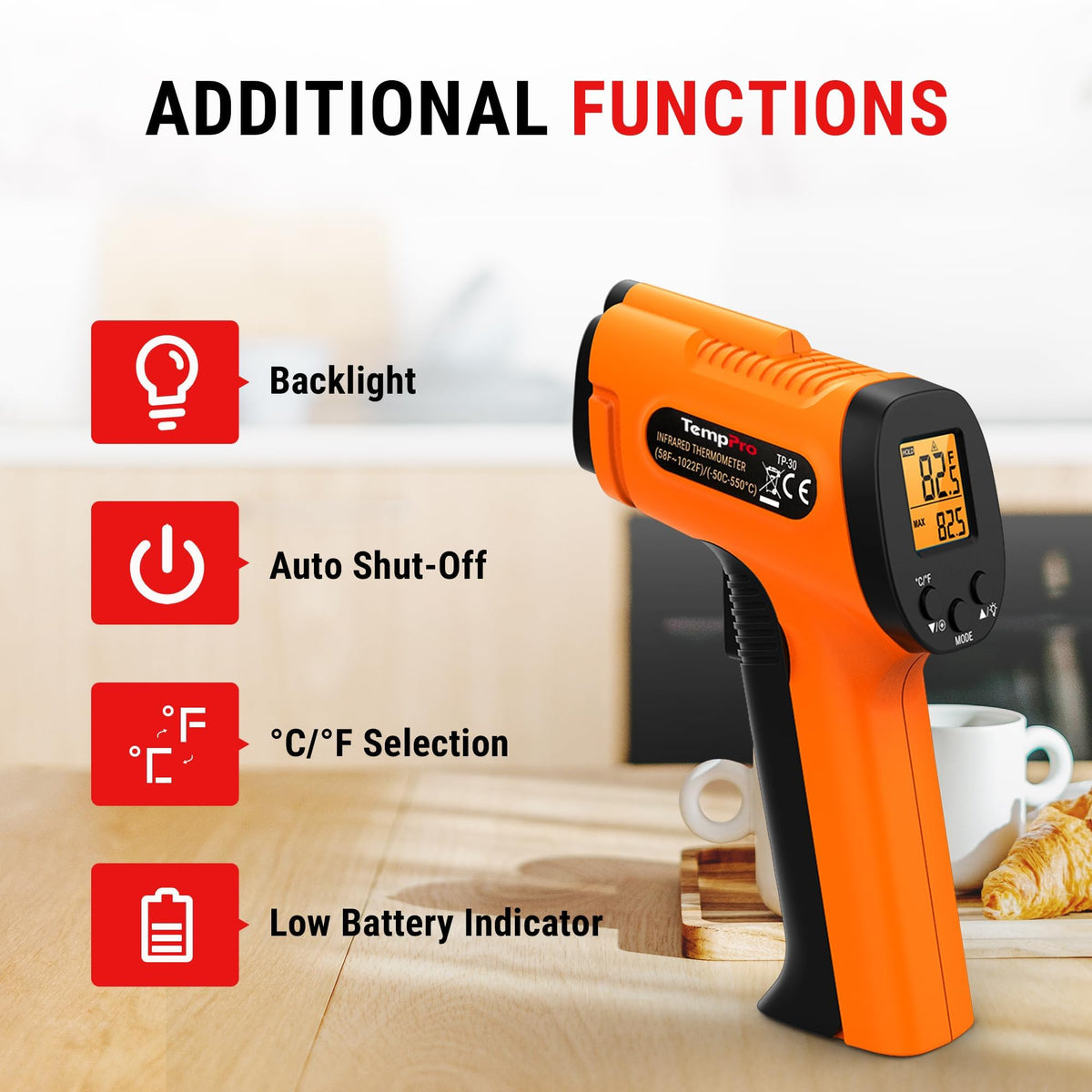 TempPro Infrared Thermometer Gun for Cooking & Home