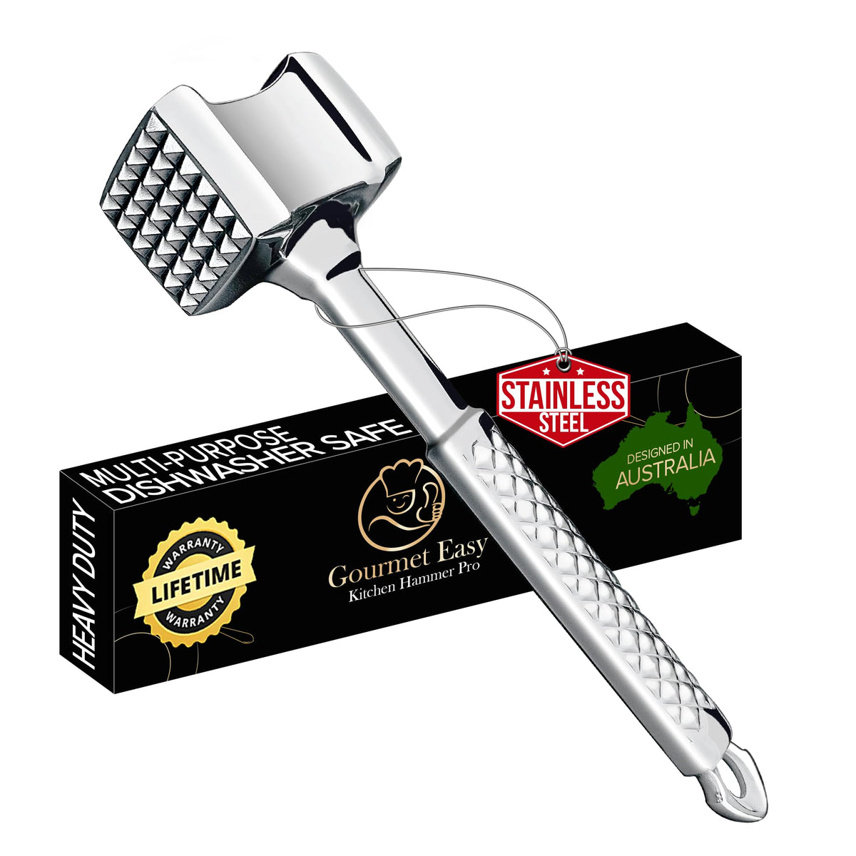 Stainless Steel Meat Tenderiser Mallet – Dual-Sided
