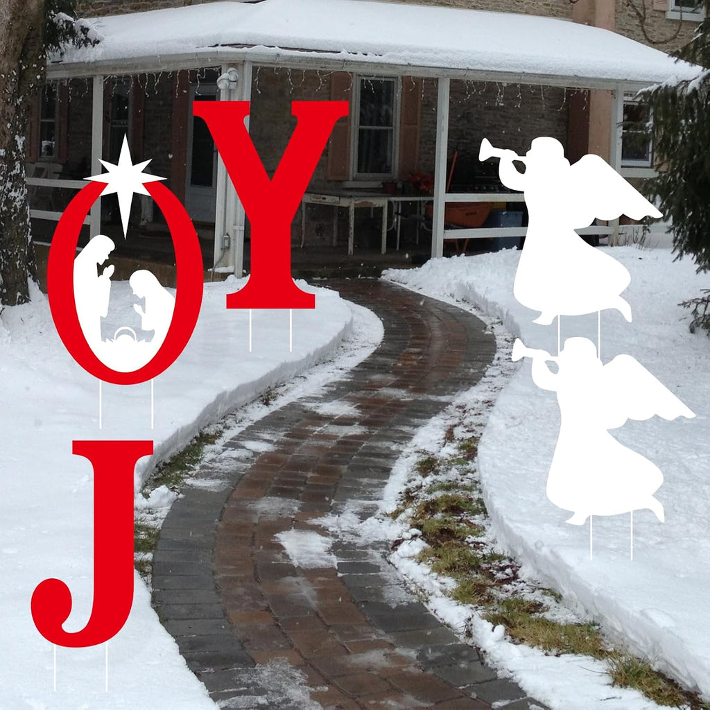 JOY Nativity Christmas Yard Signs – 5 Piece with Stakes – view 5