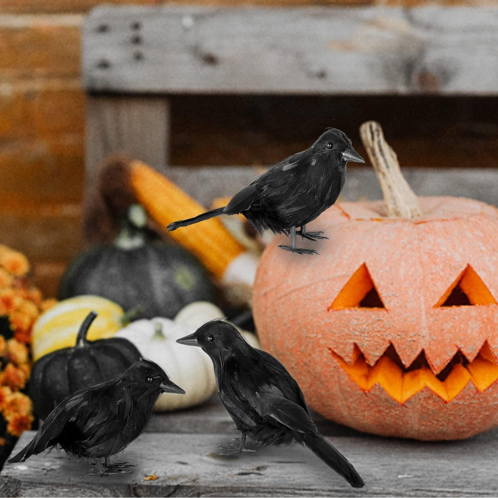 Black Feathered Crows – 6 Piece Halloween Decoration – view 6