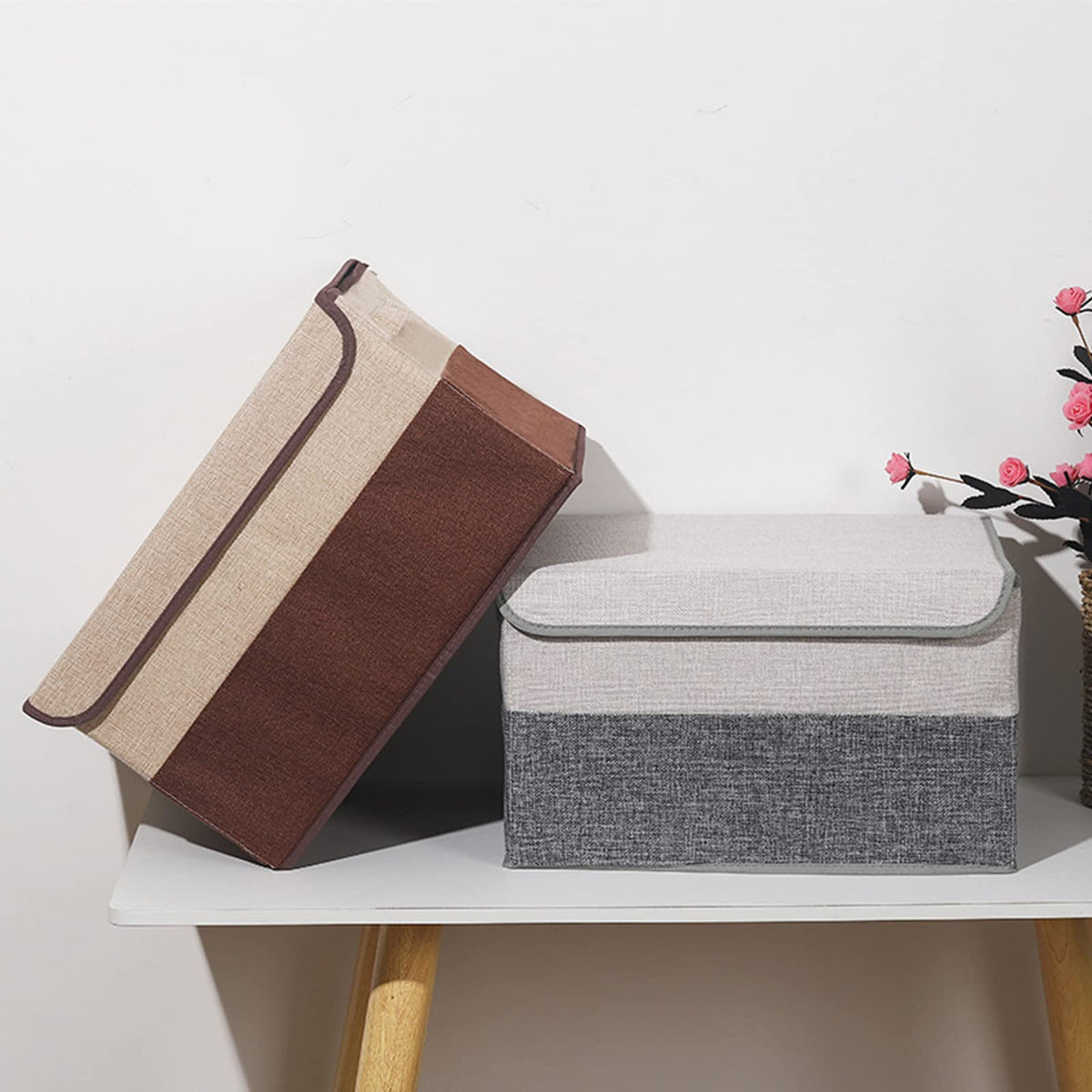 Foldable Fabric Storage Boxes with Lids – 29 L, 2 Pack