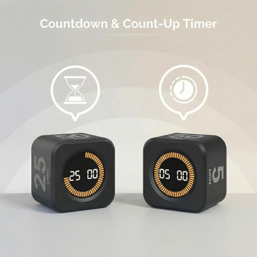 Visual Cube Timer – Flip to Start 5/10/25/50 Min