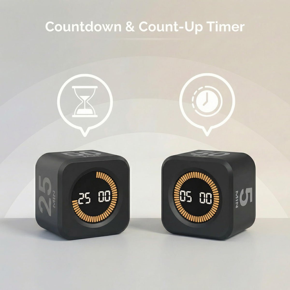 Visual Cube Timer – Flip to Start 5/10/25/50 Min