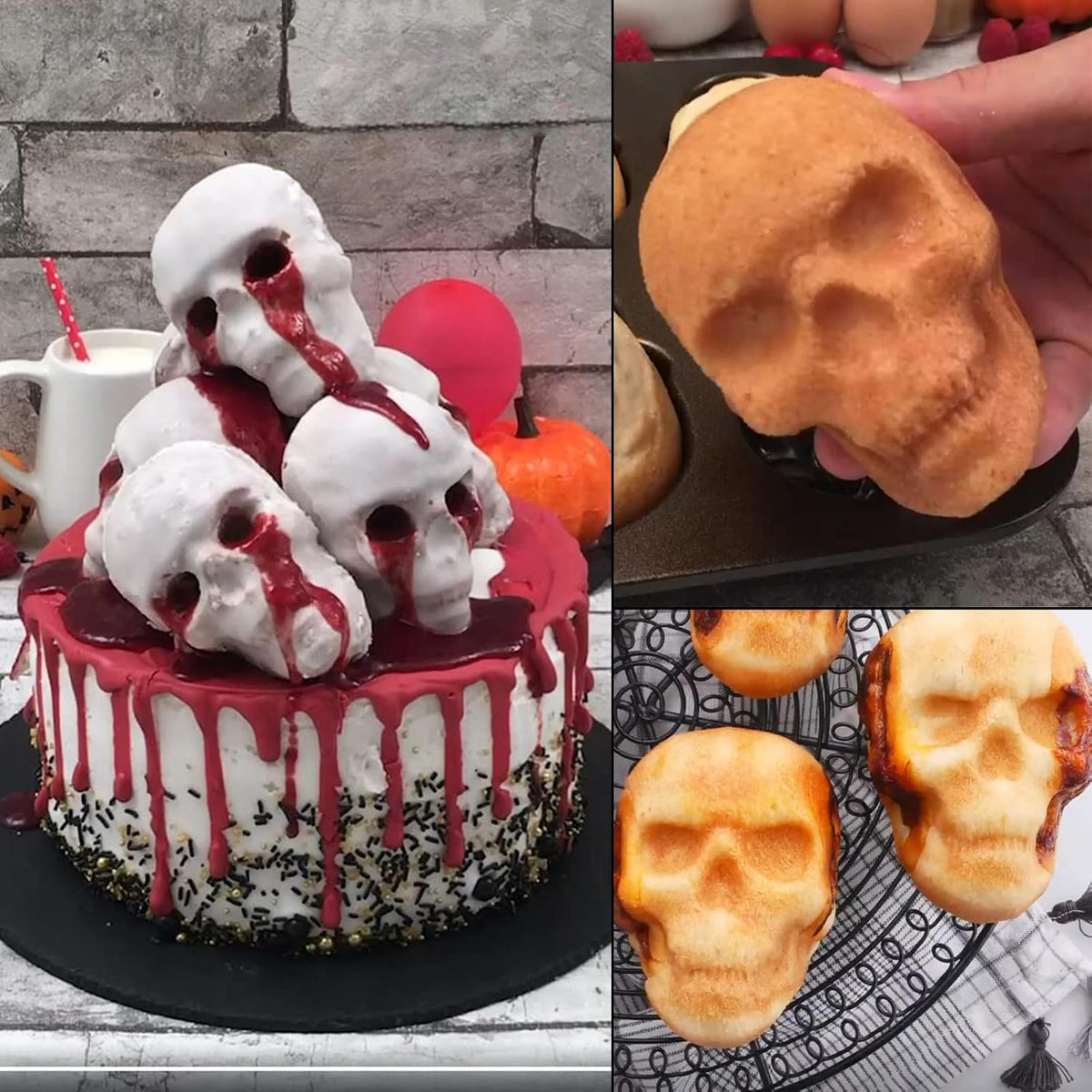 Silicone Skull Cake Pan – 2 Pack, 6 Cavity Moulds – view 6