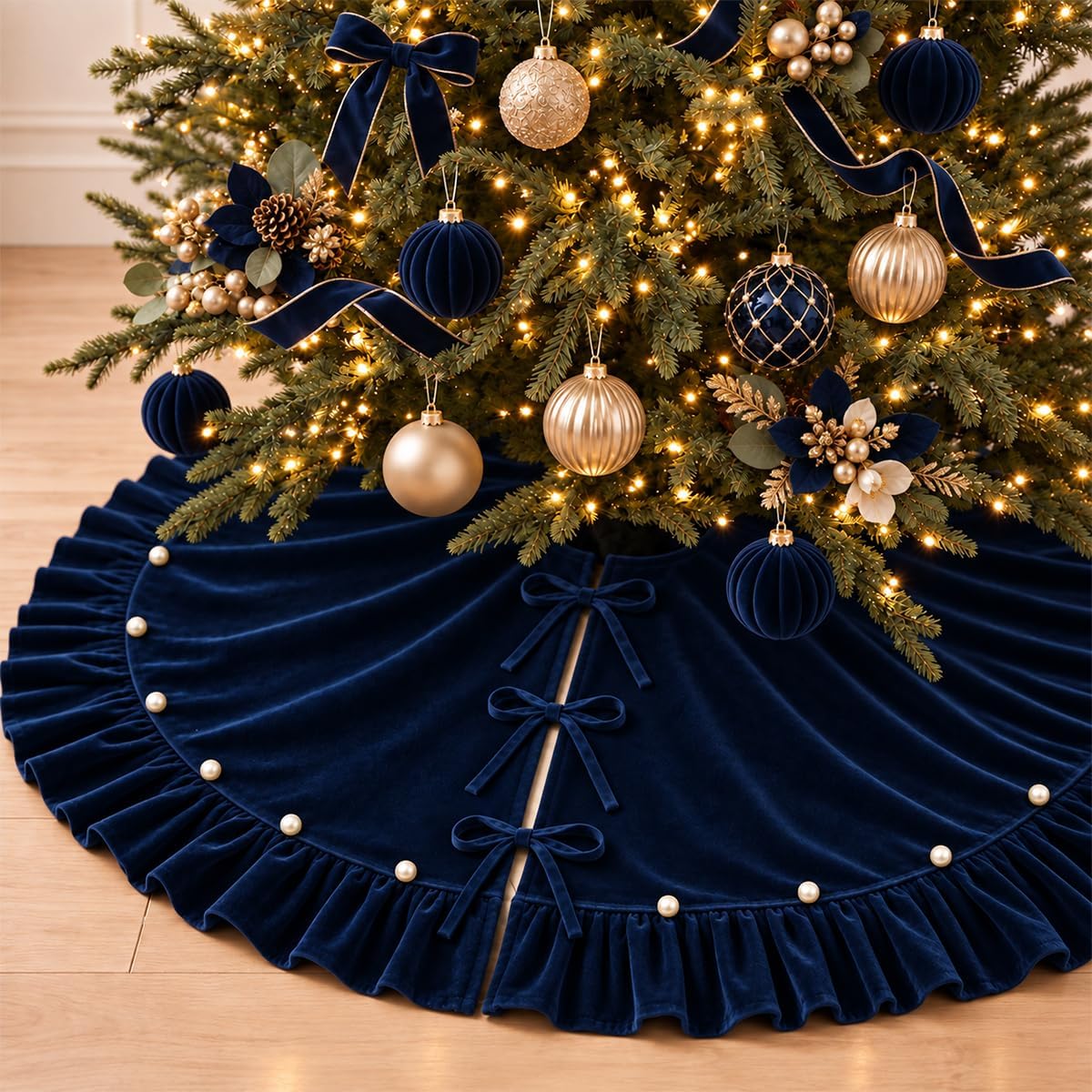 Velvet Christmas Tree Skirt with Ruffled Edge – view 14