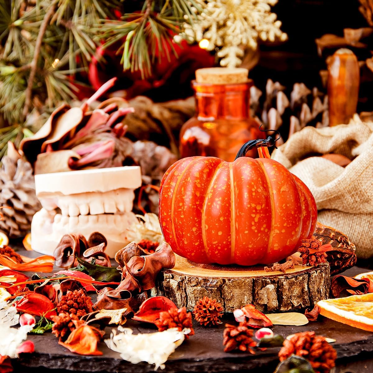 Artificial Flat Pumpkin – 20 cm Decorative Pumpkin – view 7