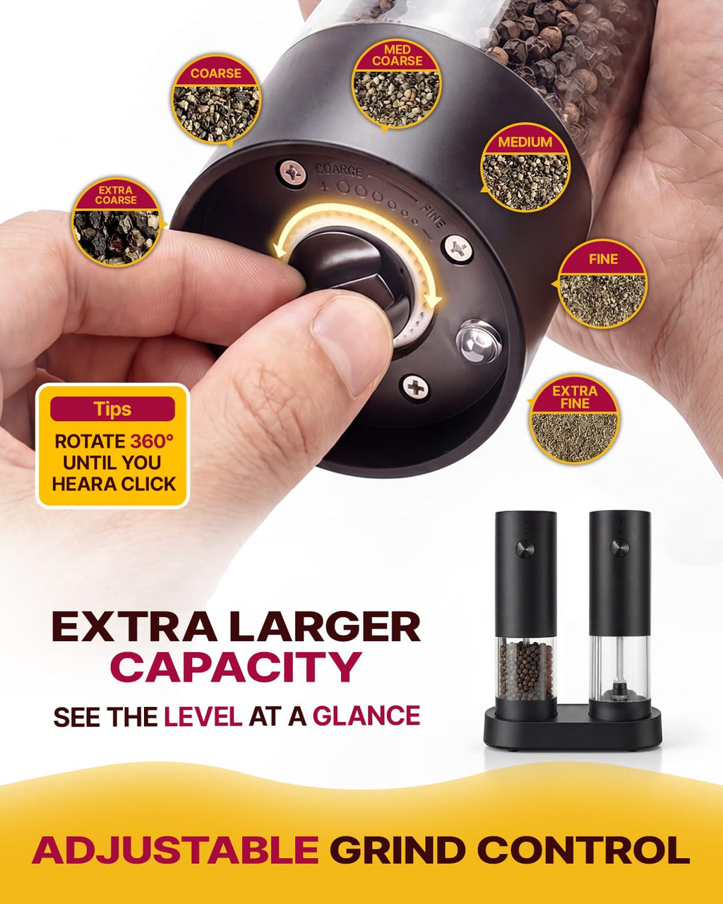 Rechargeable Electric Salt & Pepper Grinder Set