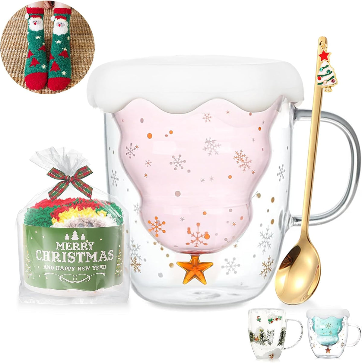 Double Wall Christmas Glass Mug – 280 ml – view 8