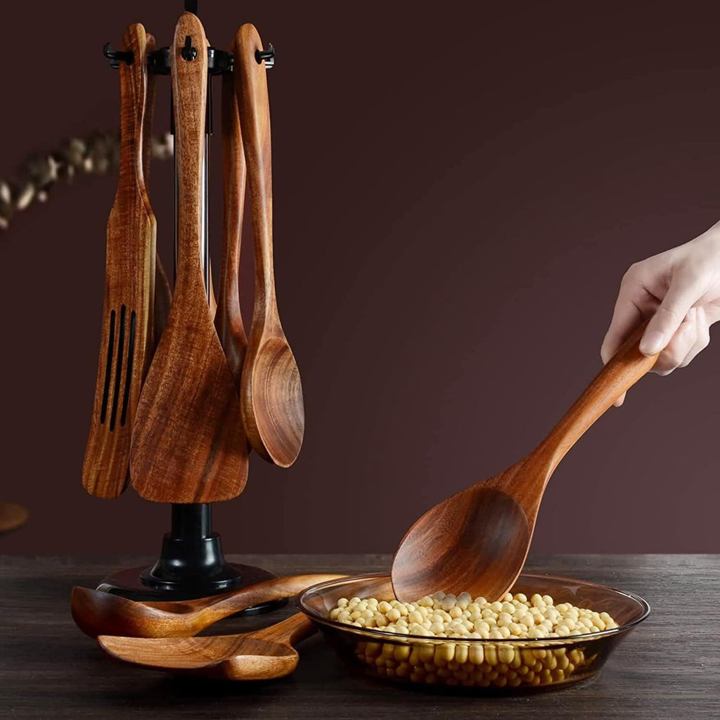 Natural Teak Wooden Cooking Utensils Set