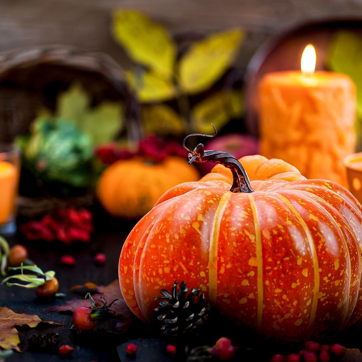 Artificial Flat Pumpkin – 20 cm Decorative Pumpkin – view 6