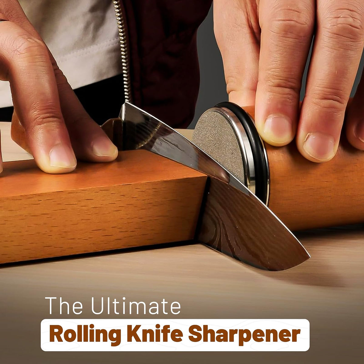 Rolling Knife Sharpener Kit – 15° & 20° Magnetic Angle Guide