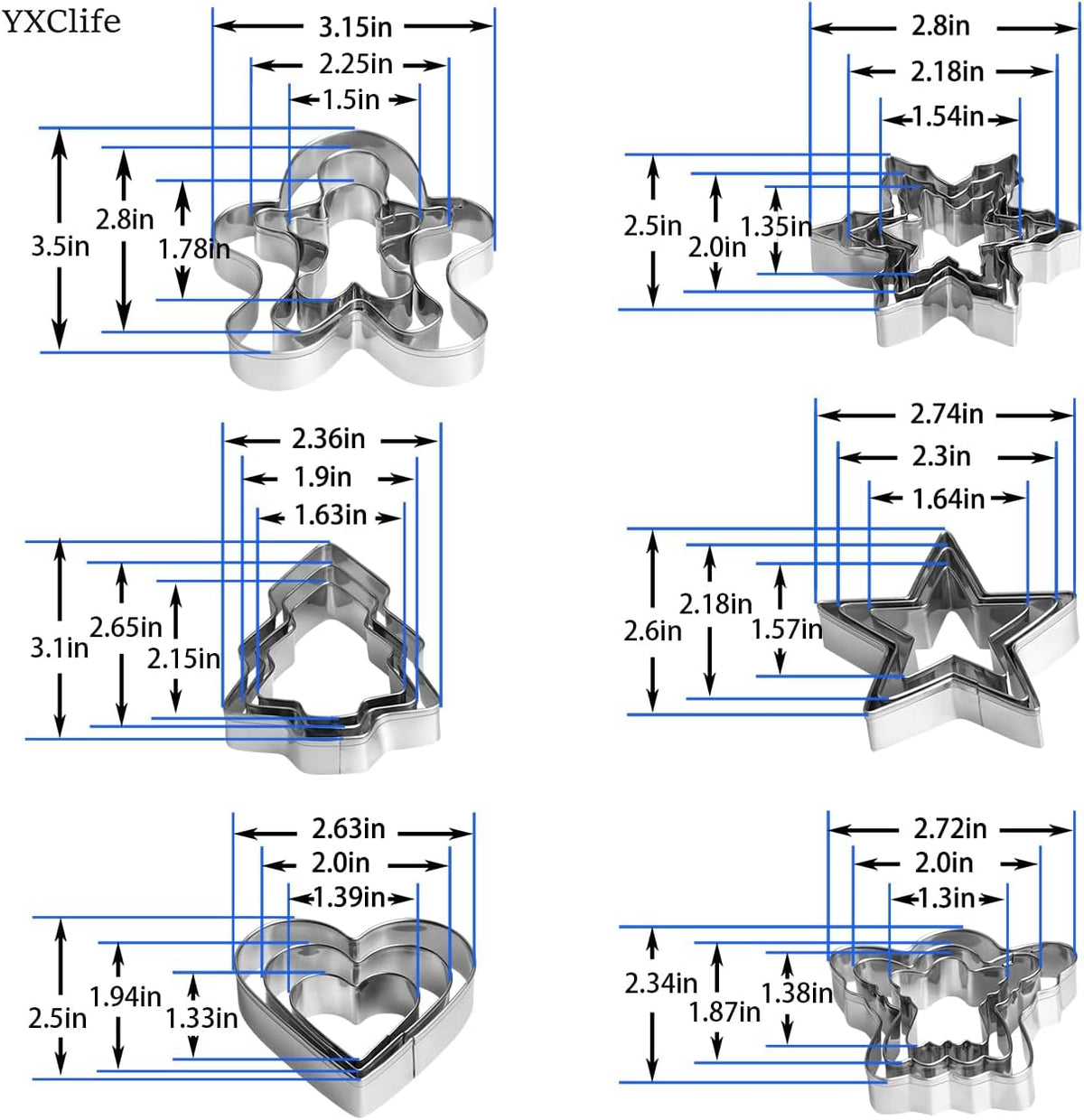 Christmas Cookie Cutter Set – 18 Piece Stainless Steel – view 3