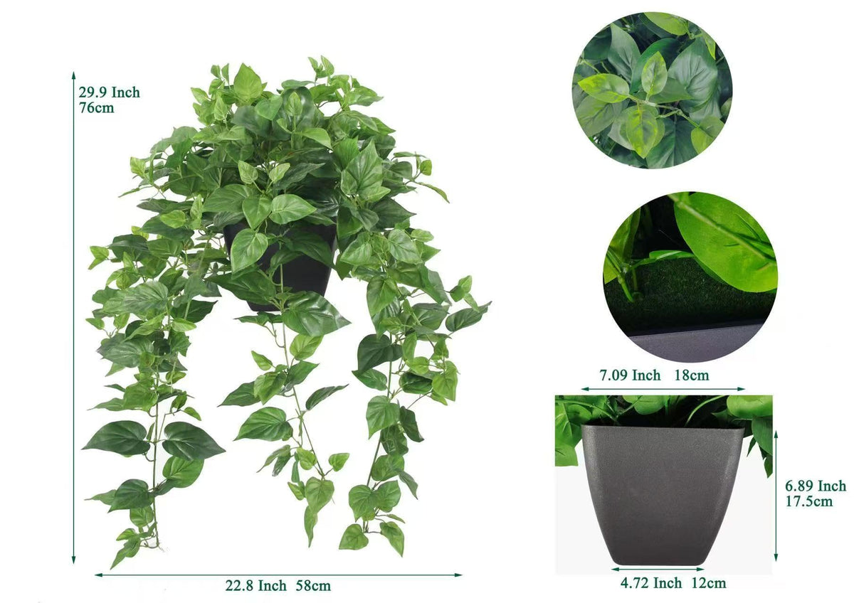 Artificial Pothos Plant in Black Pot – 75 cm