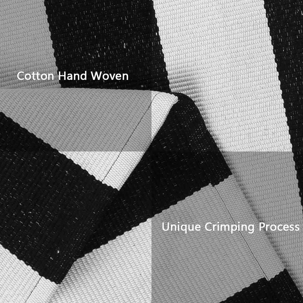 Black & White Striped Door Mat – Layering Rug – view 5