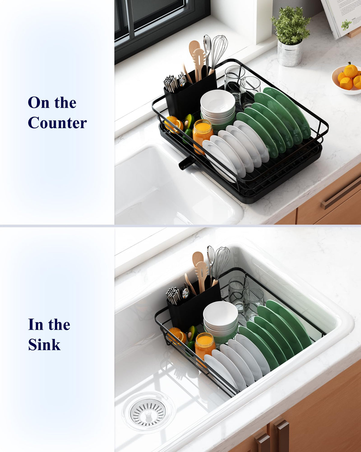 Compact Stainless Steel Dish Drying Rack with Drainboard
