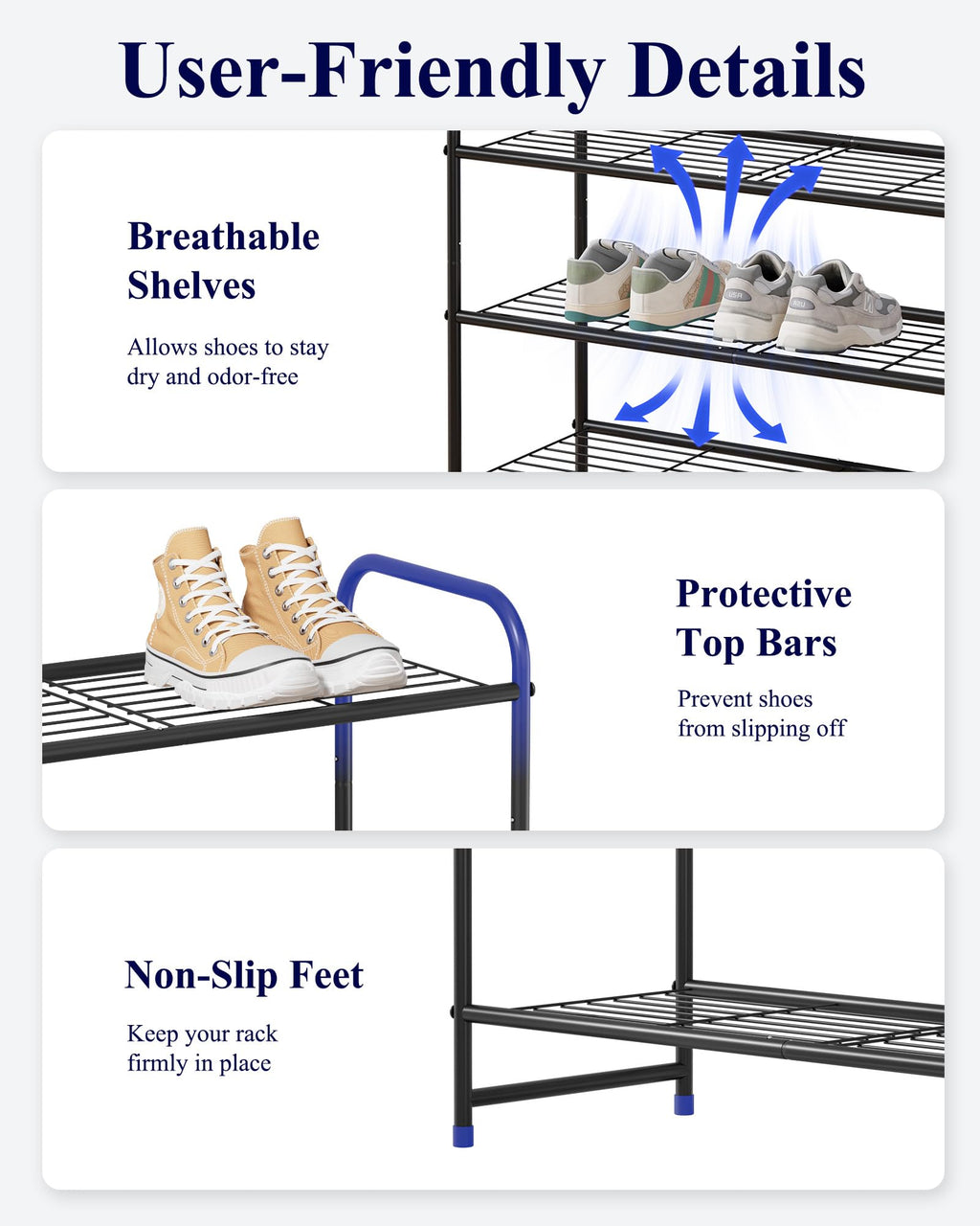 Kitsure 3-Tier Metal Shoe Rack