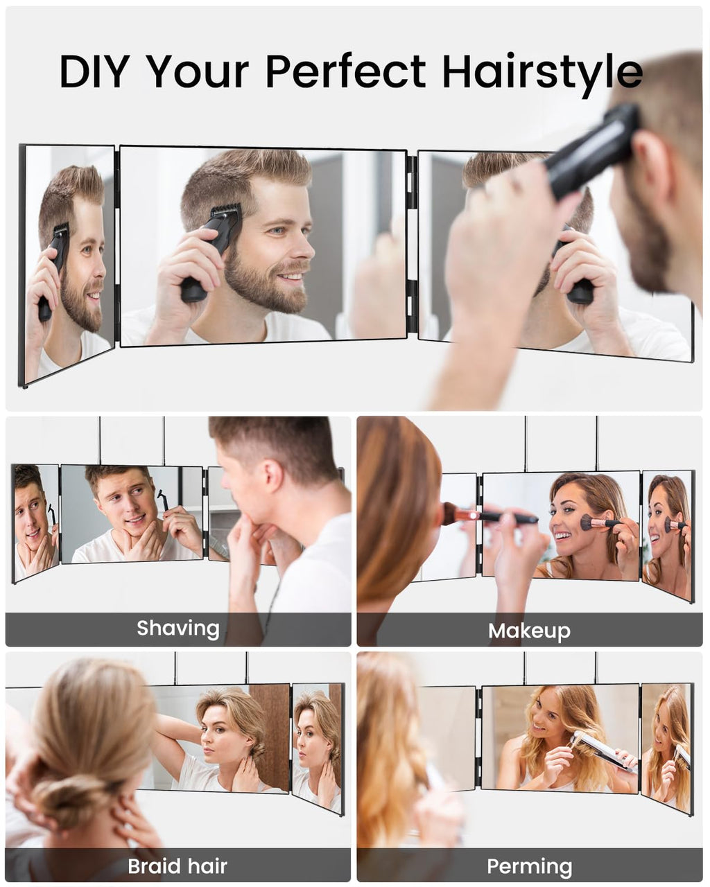 3-Way Mirror for Self Haircuts & Styling